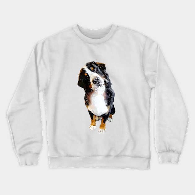 Bernese Mountain Dog Cute Head Tilt Crewneck Sweatshirt by ElegantCat